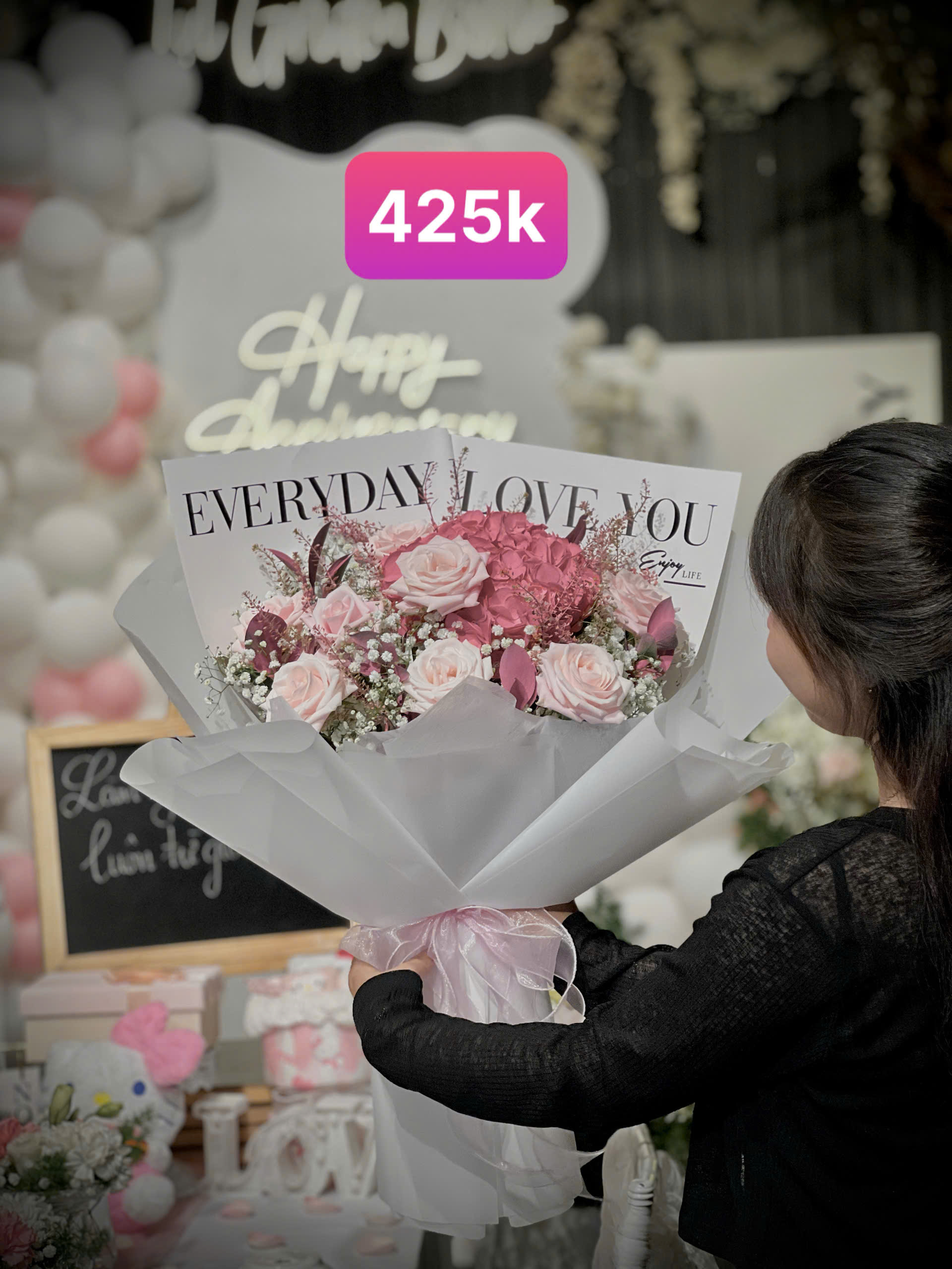 mẫu bó hoa hồng đẹp 425k