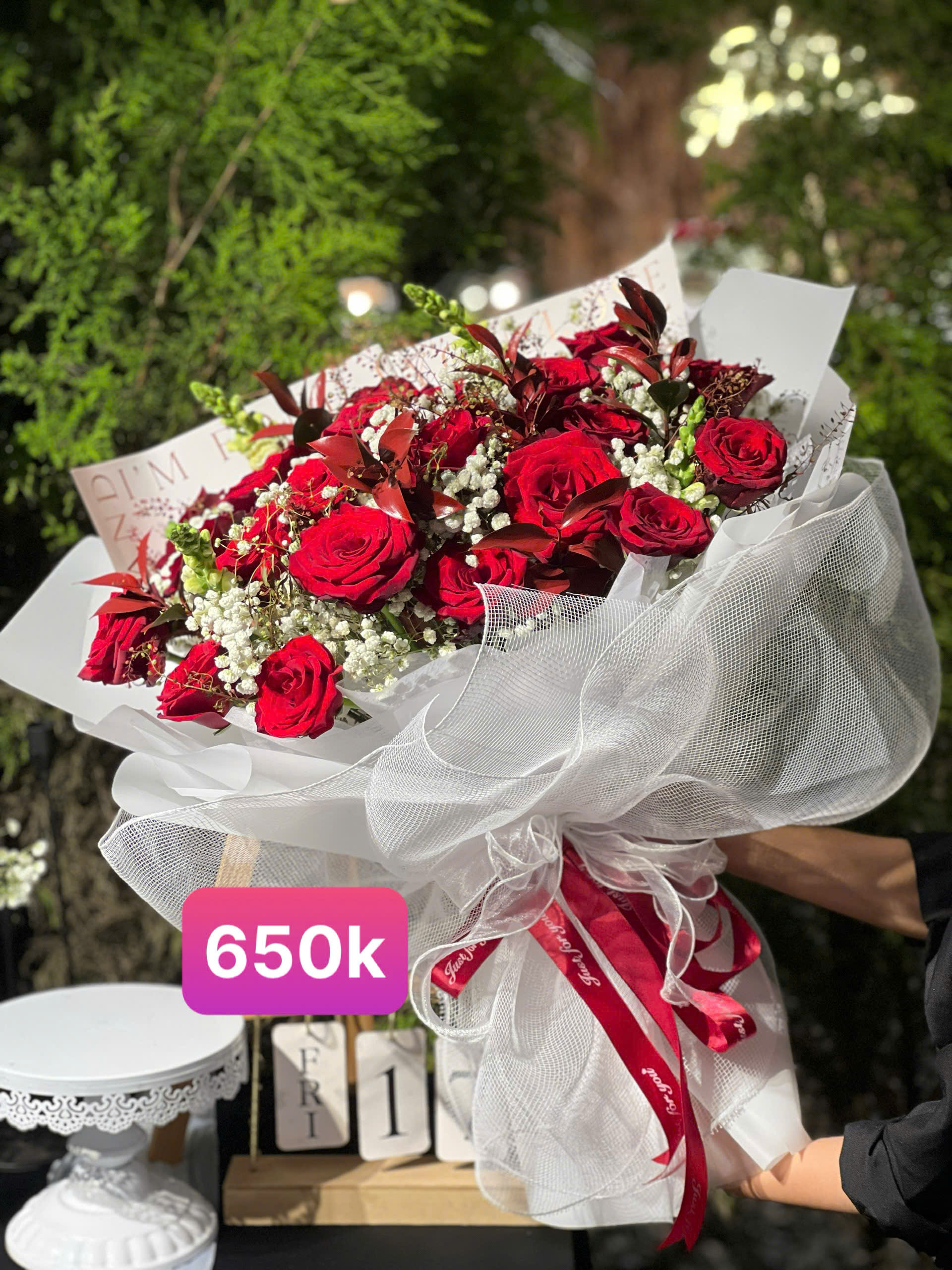 mẫu bó hoa hồng đẹp 650k