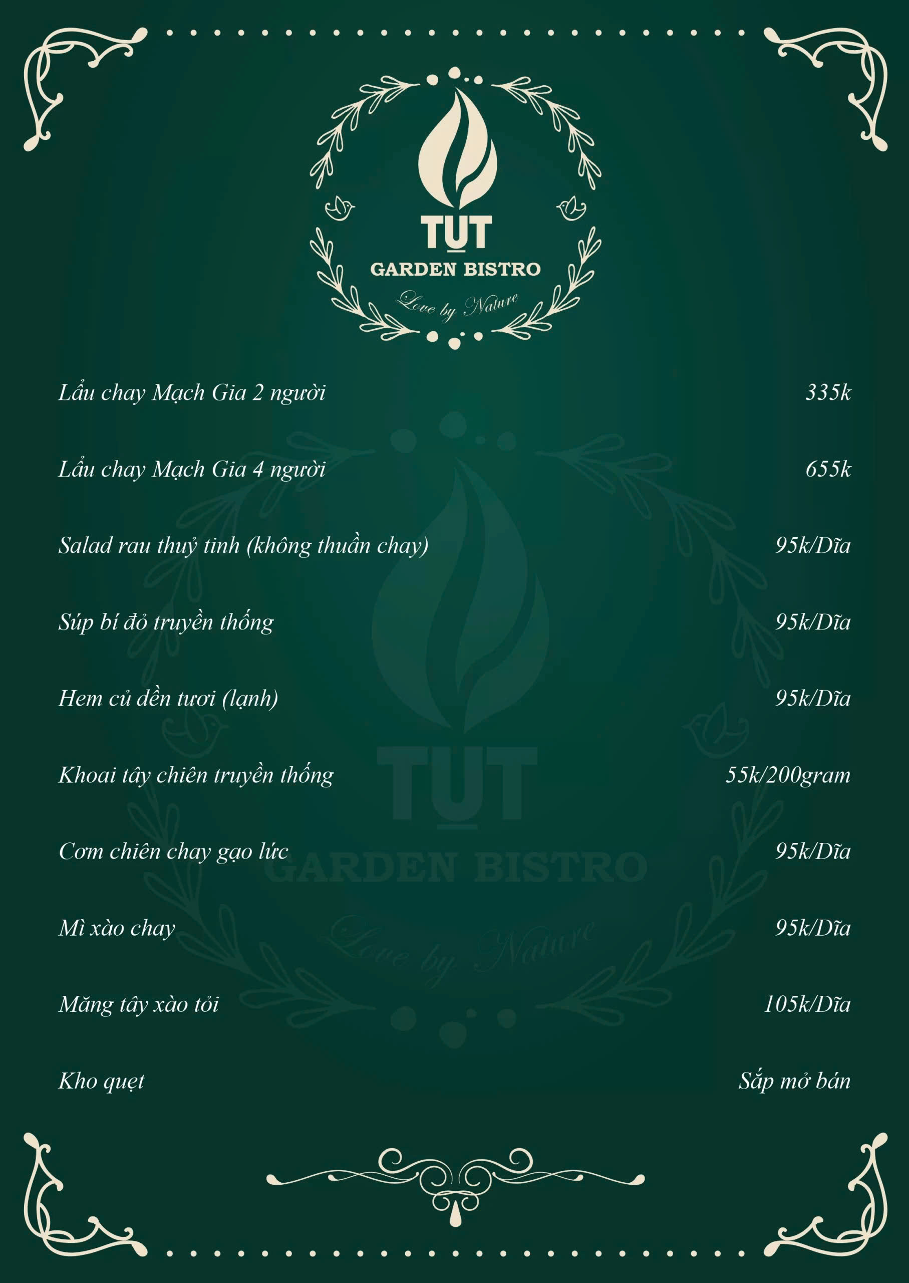 Menu lẩu chay tại Mạch Gia